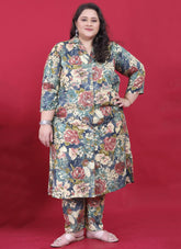 Printed kurti and pant set for curvy women